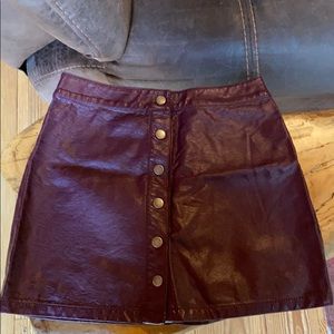 Maroon, Leather Skirt